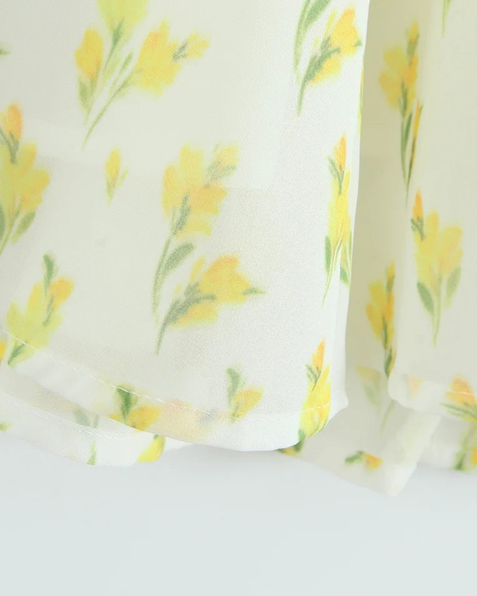 Halter Floral A Line Dress Yellow