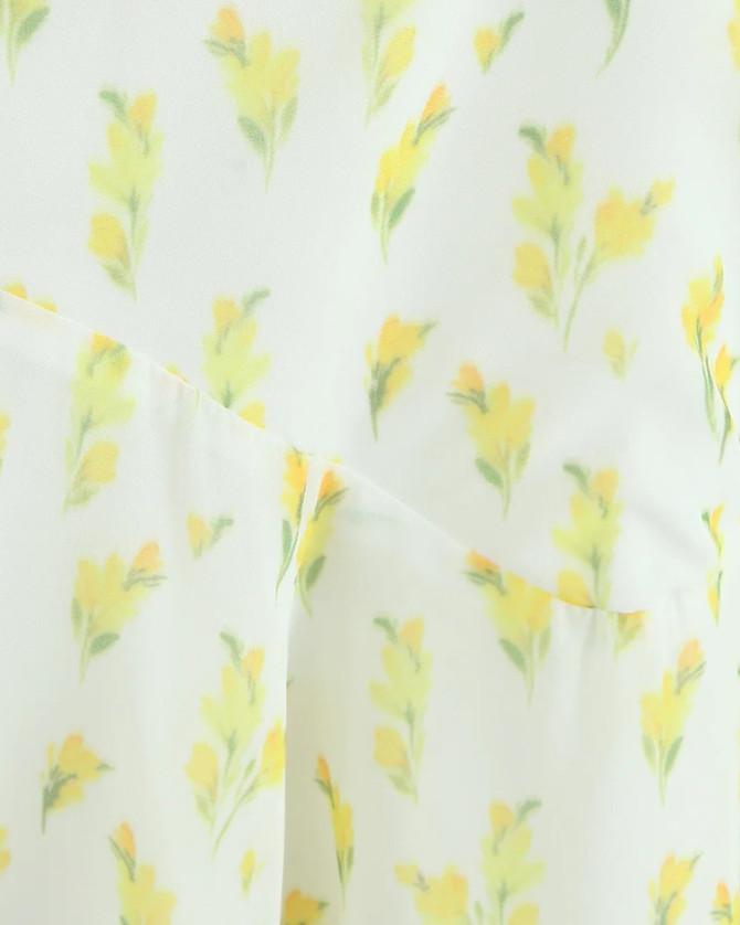 Halter Floral A Line Dress Yellow