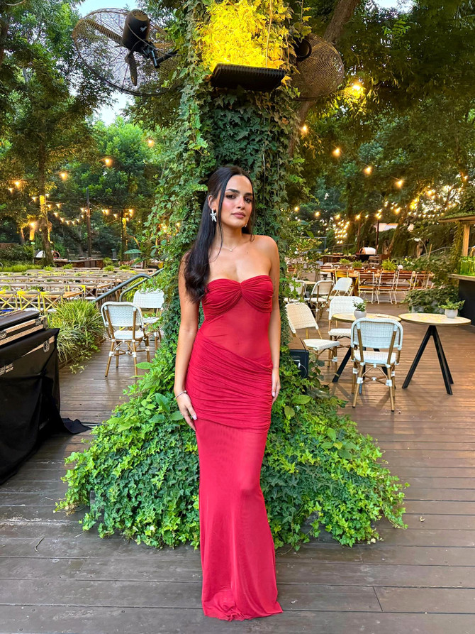 Strapless Draped Detail Maxi Dress Red