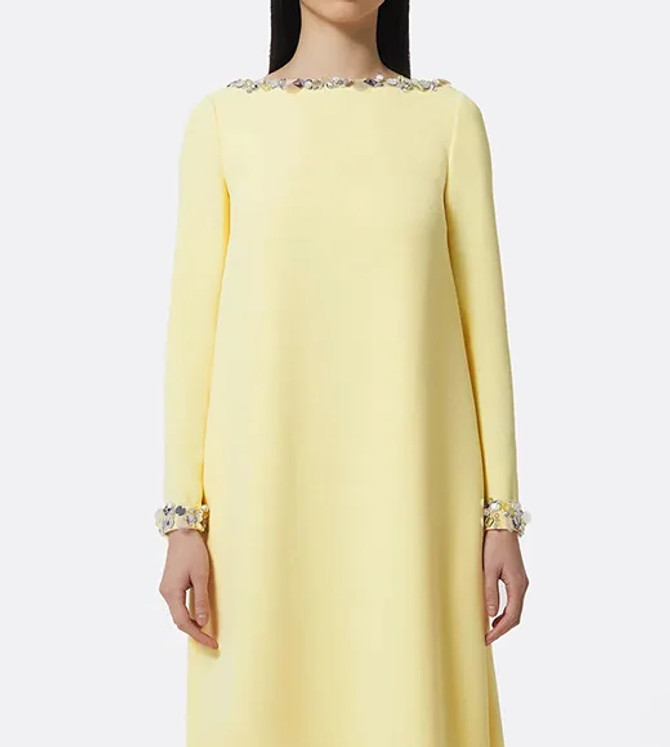 Long Sleeve Crystal Detail Maxi Dress Yellow