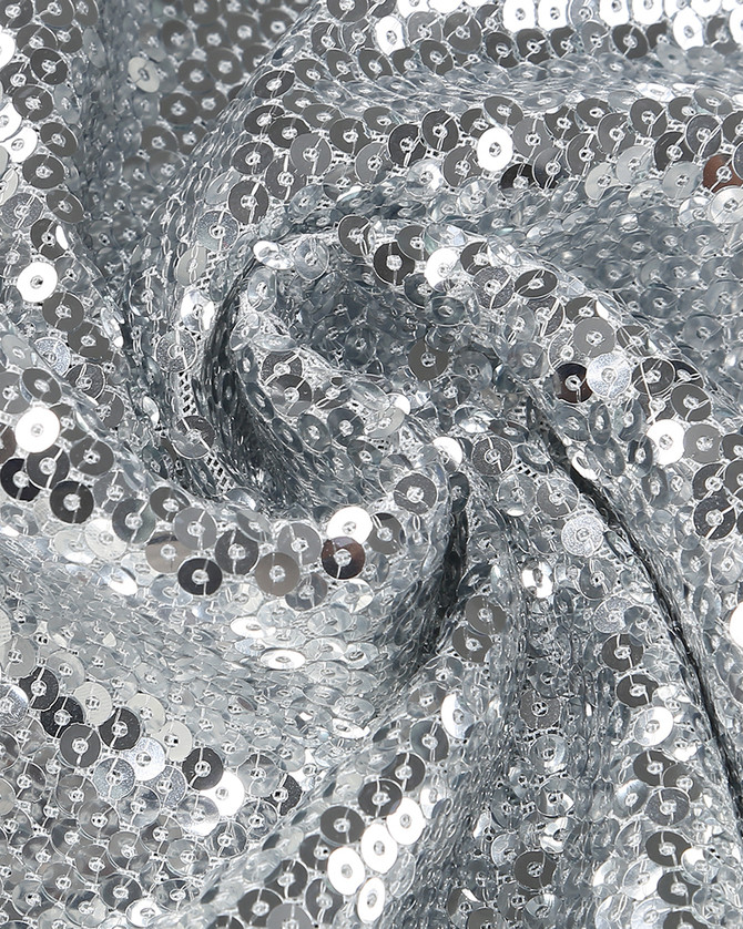 Halter Ruffle Detail Sequin Maxi Dress Silver