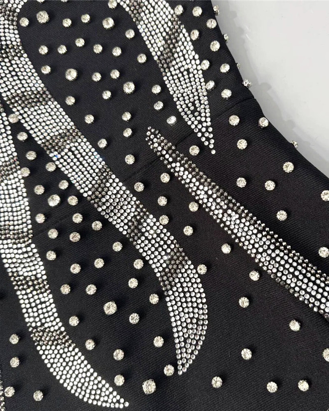Strapless Crystal Maxi Dress Black