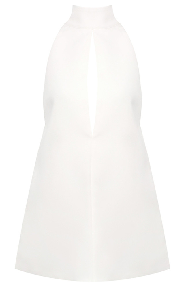 Halter Cut Out Detail A Line Dress White