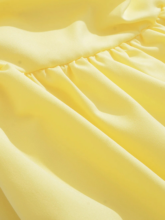 Strapless Corset Puff Maxi Dress Yellow