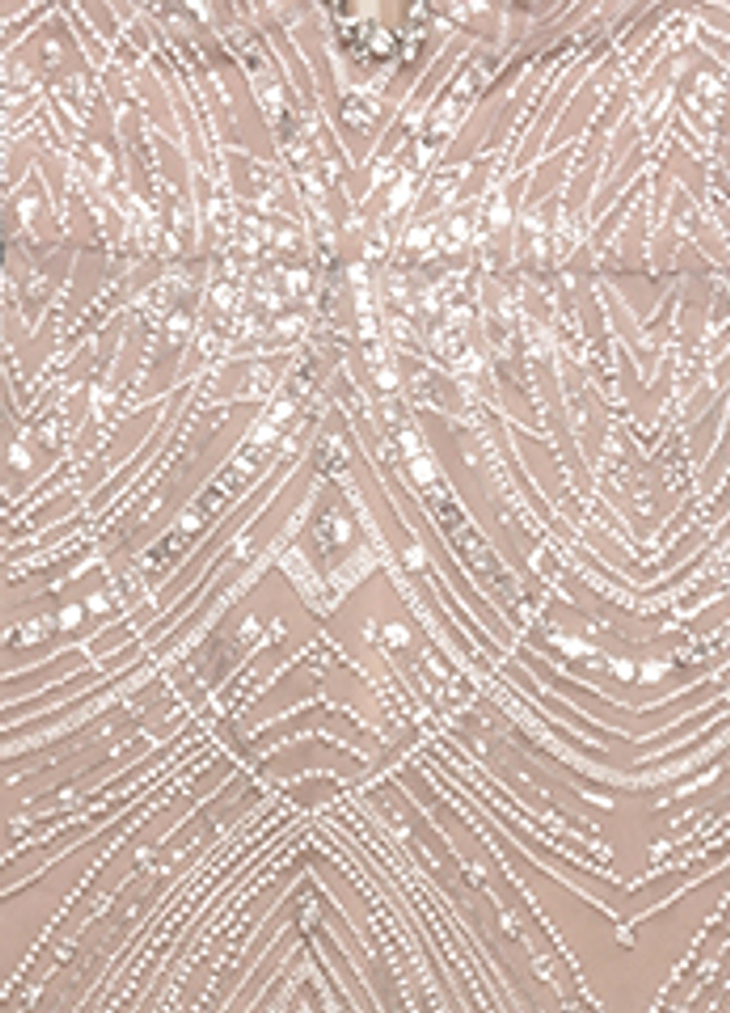 Crystal Pearl Sequin Maxi Dress Nude