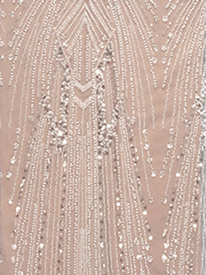 Crystal Pearl Sequin Maxi Dress Nude