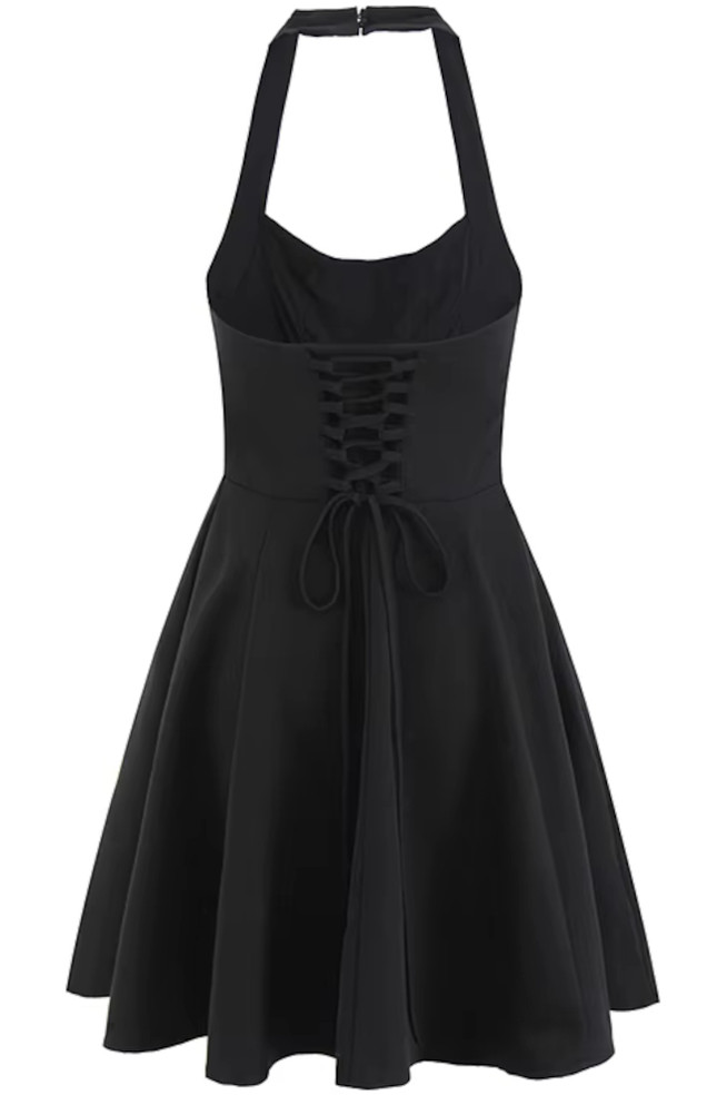 Halter Corset A Line Dress Black