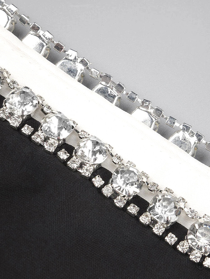 Halter Crystal Maxi Dress Black White