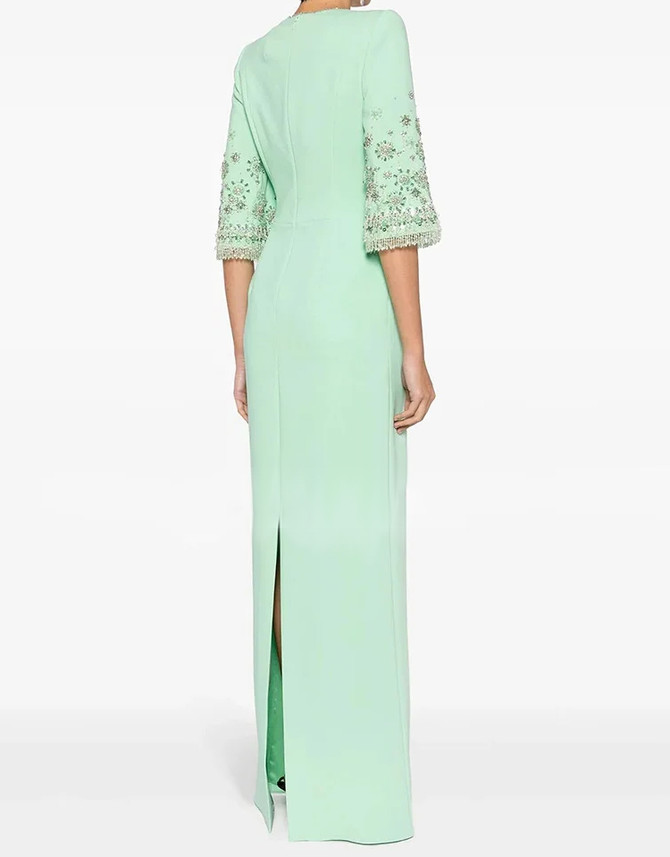 Short Sleeve Crystal Maxi Dress Green