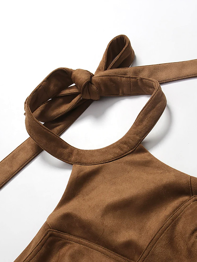 Halter Maxi Dress Brown