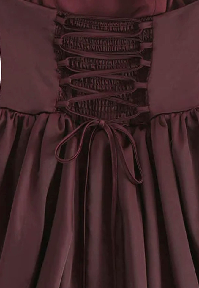 Halter Corset Puff Dress Brown