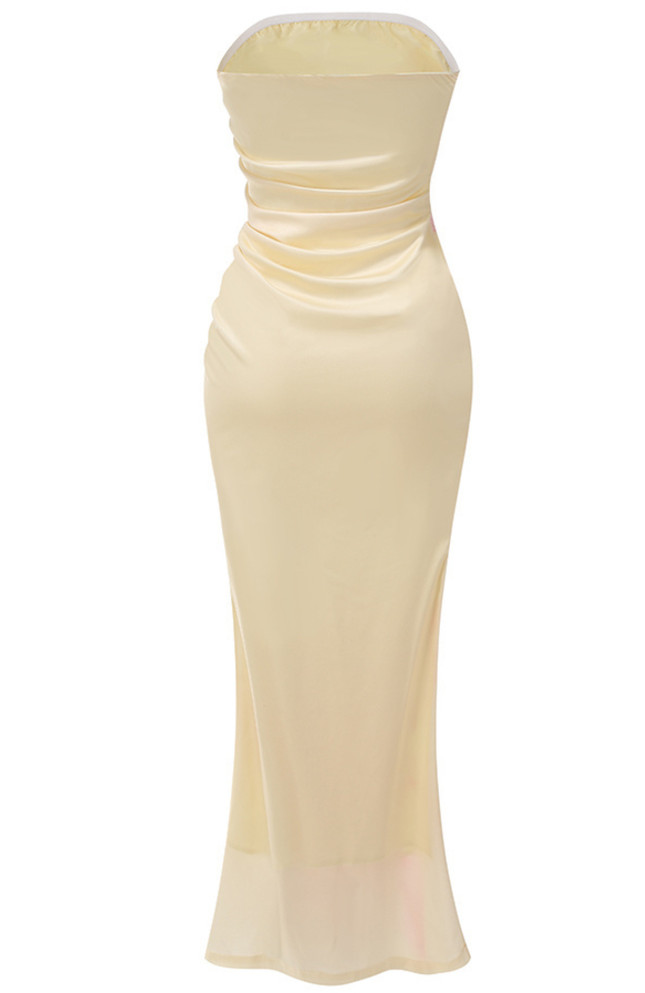 Strapless Floral Maxi Dress Yellow