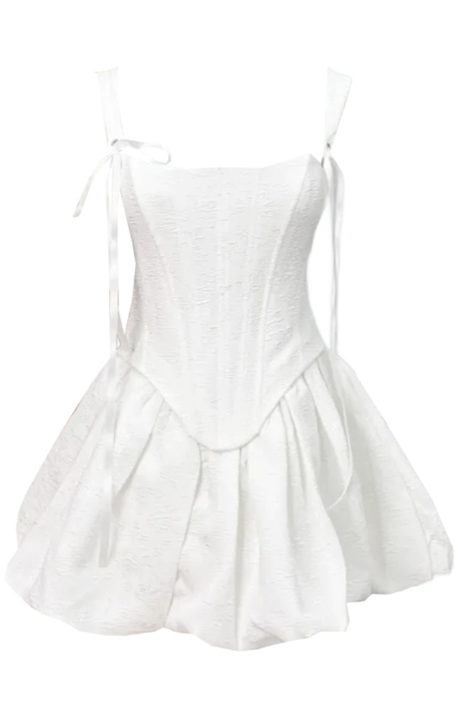 Corset Puff Dress White