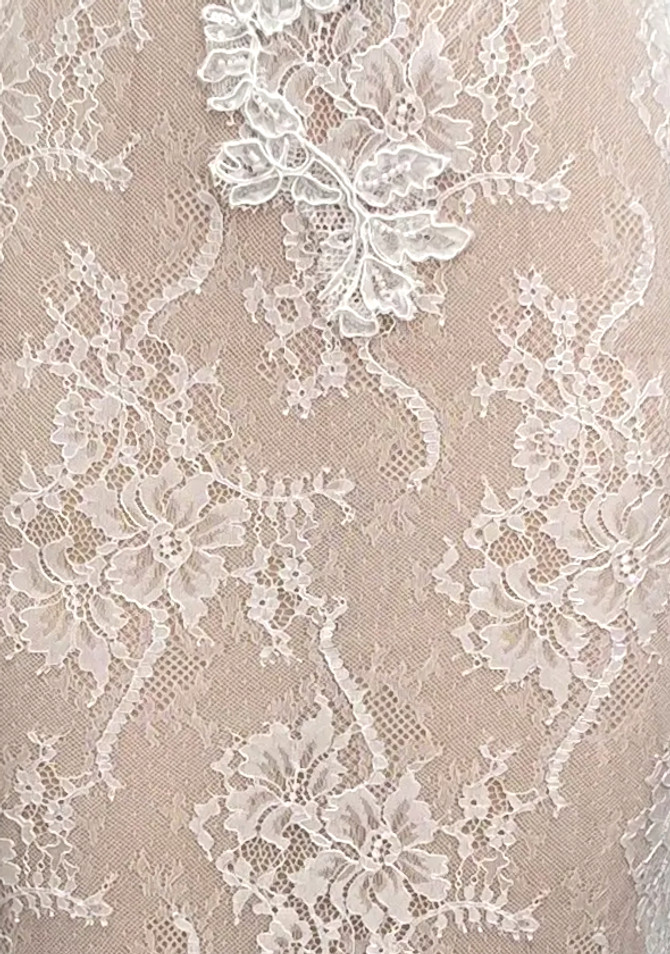 Long Sleeve Floral Bustier Lace Maxi Dress White Nude