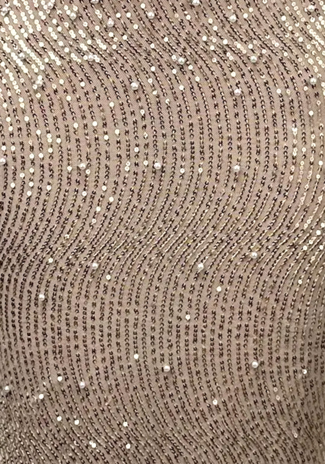 Halter Pearl Sequin Maxi Dress Light Brown