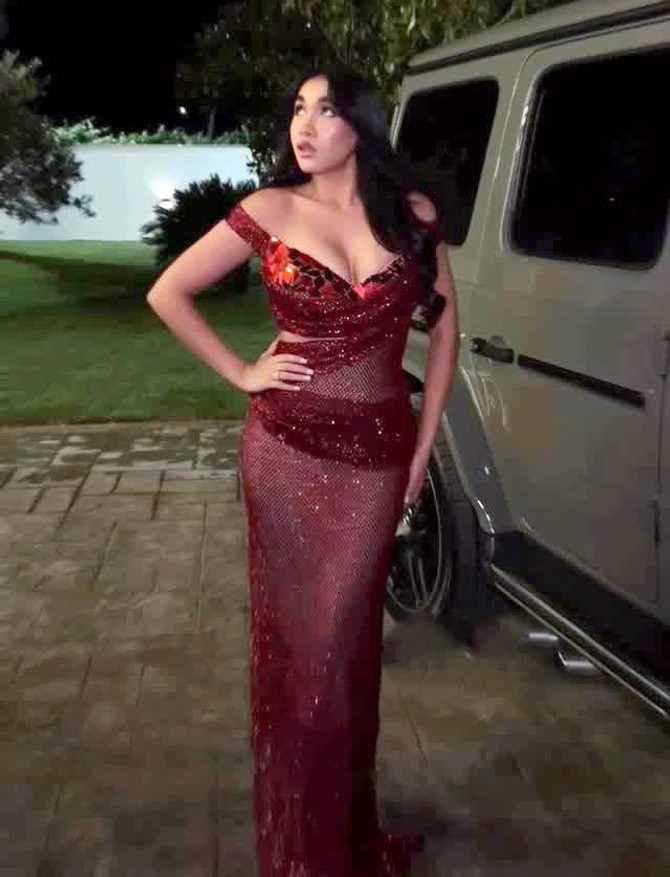 Mirrored Bardot Sparkly Draped Maxi Dress Red