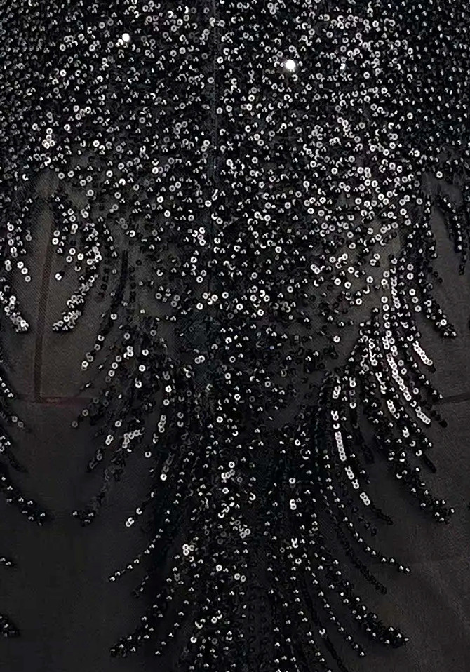 Strapless Draped Sequin Maxi Dress Black