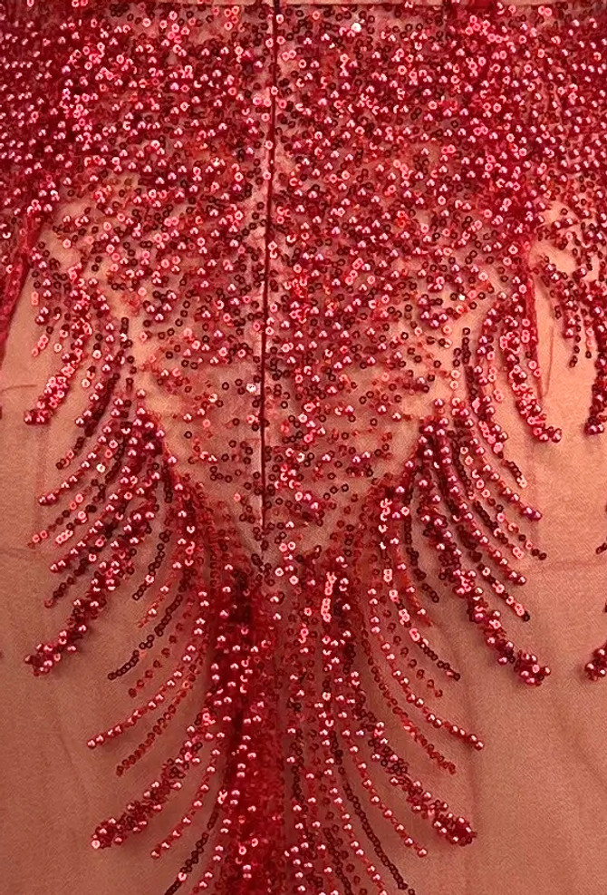 Strapless Draped Sequin Maxi Dress Red