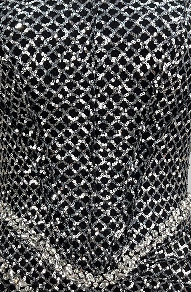 Strapless Crystal Detail Sequin Maxi Dress Black