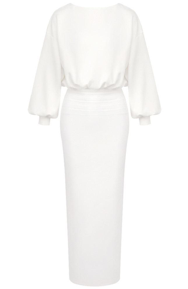 Long Sleeve Maxi Dress White