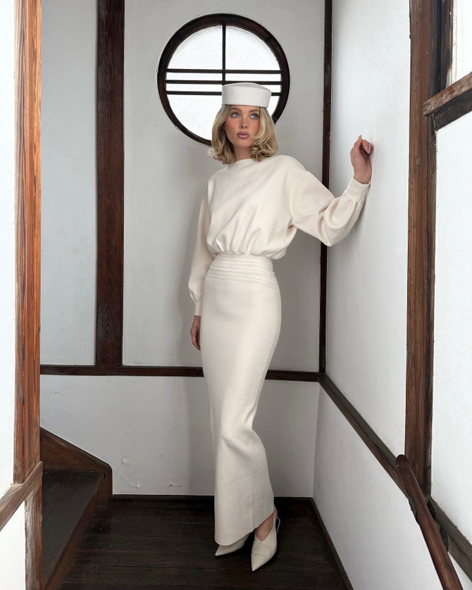Long Sleeve Maxi Dress White