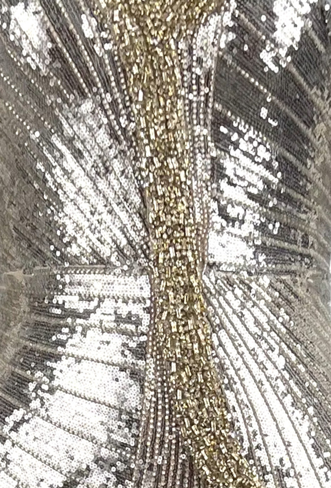 Embellished Bardot Sequin Maxi Dress Platinum