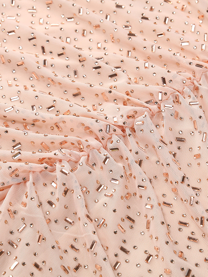 Floral Detail Embellished Maxi Dress Nude Pink