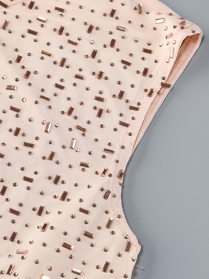 Floral Detail Embellished Maxi Dress Nude Pink