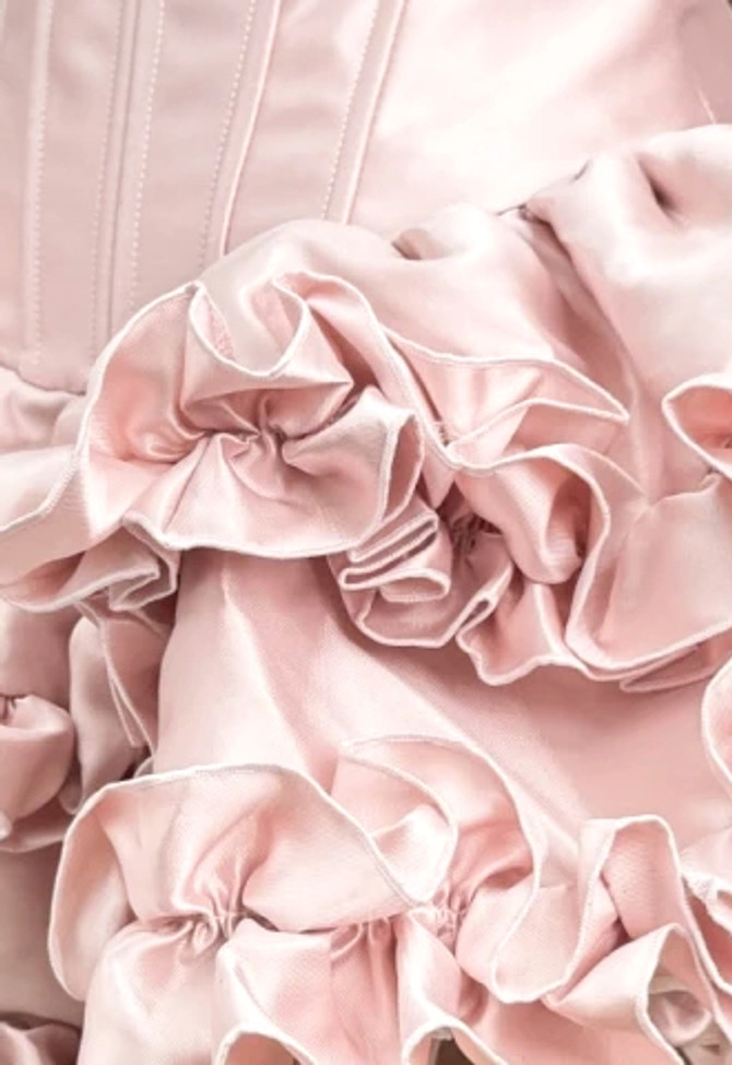 Strapless Ruffle Corset Dress Pink
