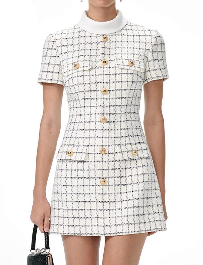 Short Sleeve Button Detail Dress White