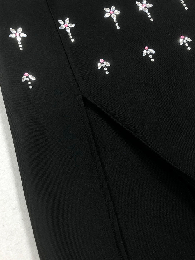 Long Sleeve Crystal Two Piece Maxi Dress Black