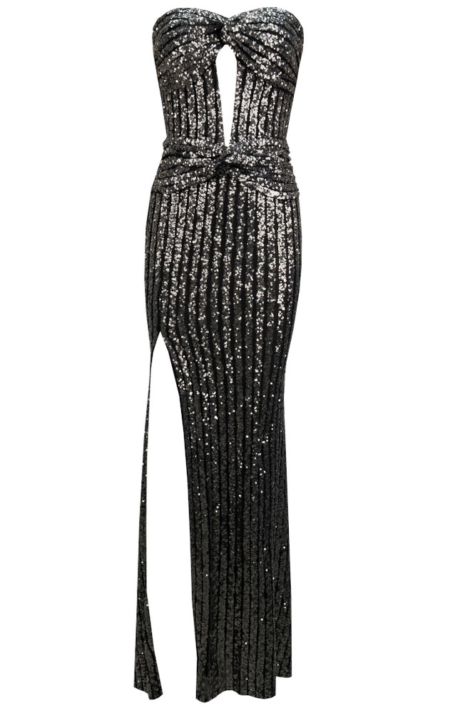 Strapless Sequin Maxi Dress Titanium