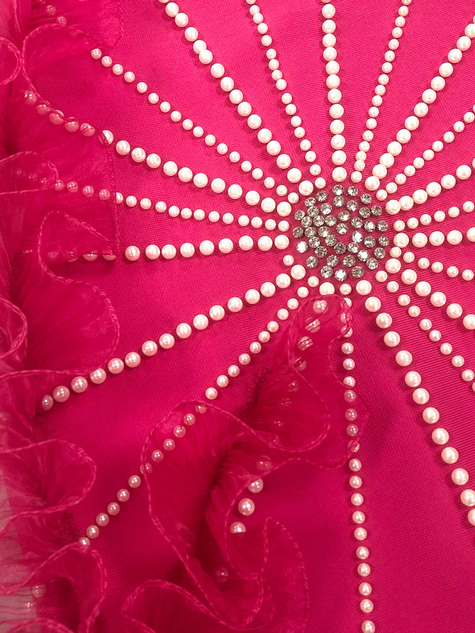 Bardot Pearl Ruffle Maxi Dress Hot Pink
