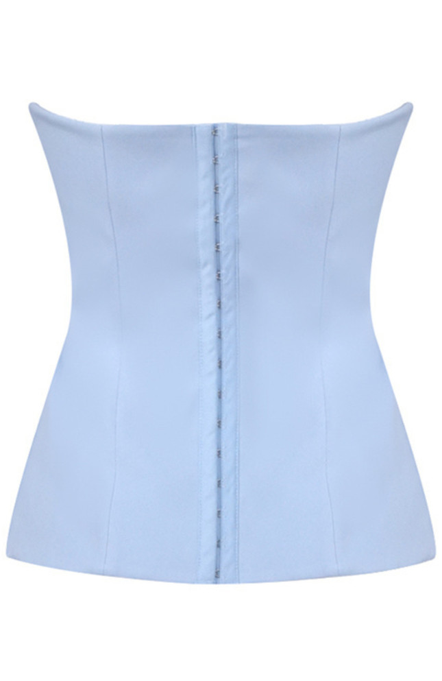 One Shoulder Corset Draped Maxi Dress Blue