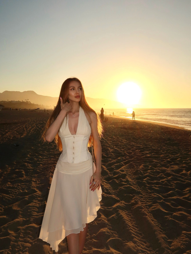 Halter A Line Two Piece Dress Ivory