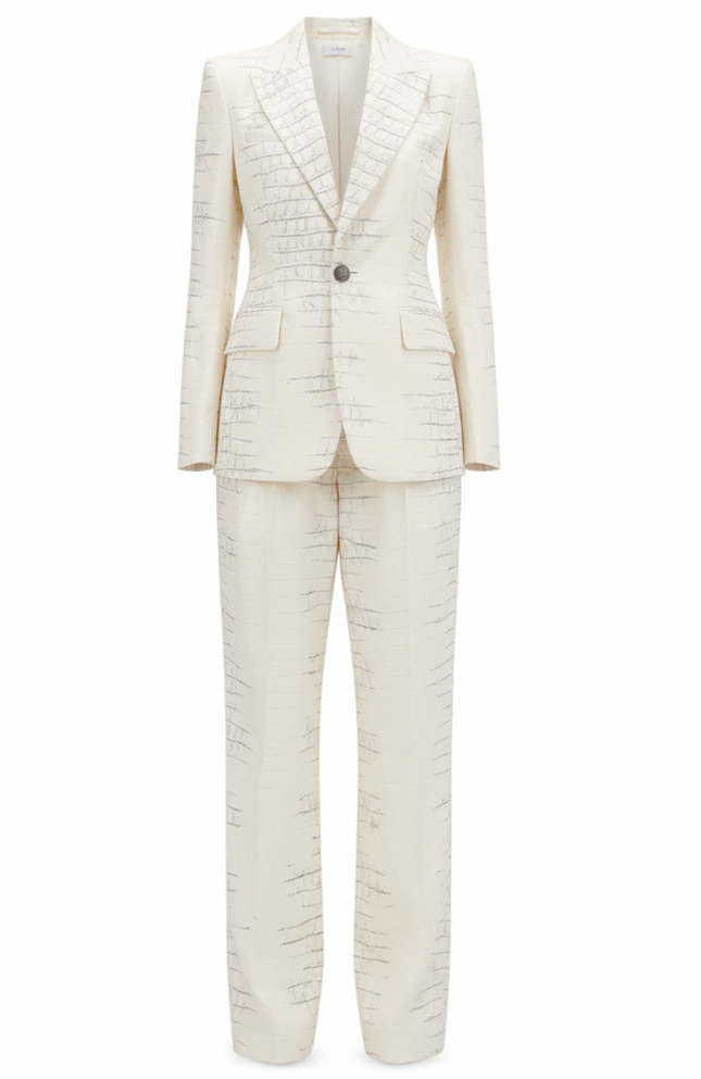 Crocodile Print Suit Ivory