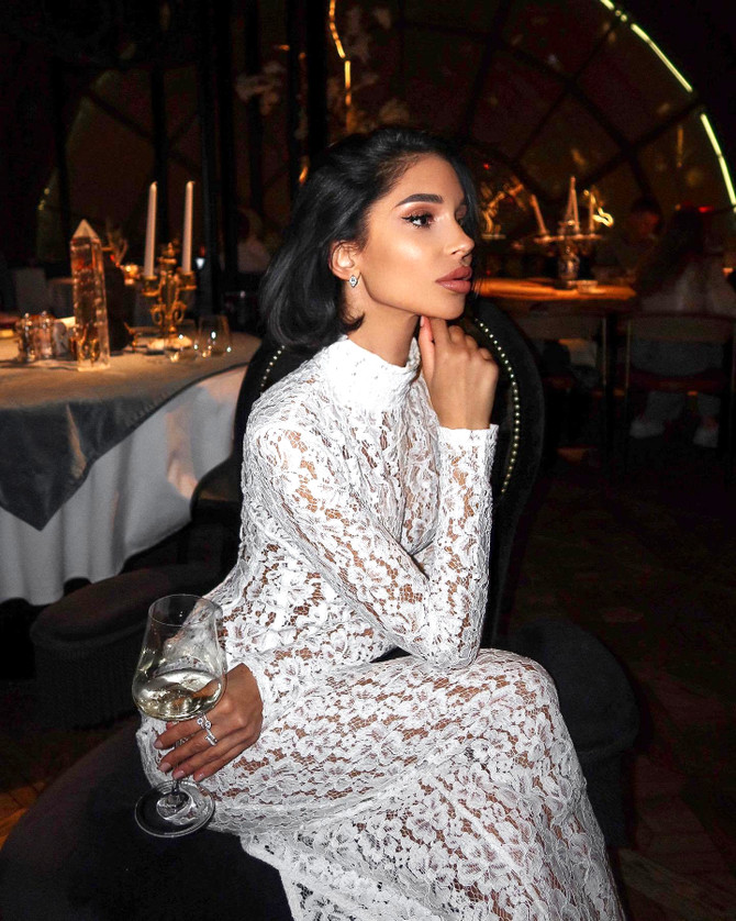 Long Sleeve Structured Lace Maxi Dress White