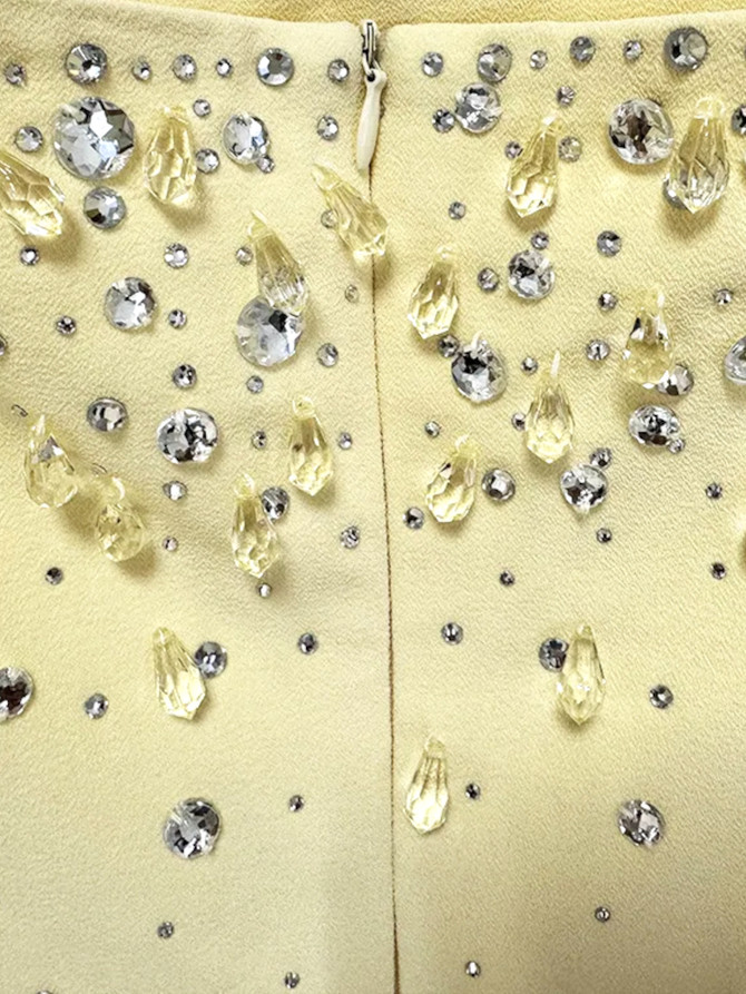 Long Sleeve Crystal Maxi Dress Yellow