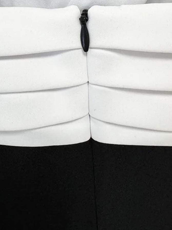 Pleated Bustier Maxi Dress Black White