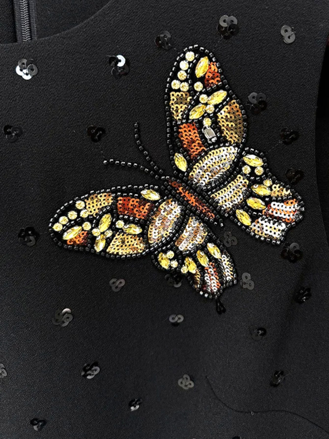 Sequin Butterfly Dress Black