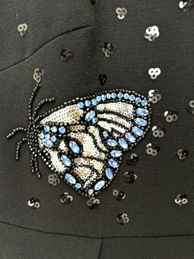 Sequin Butterfly Dress Black