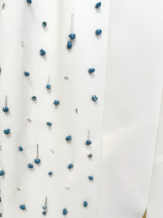 Embellished Midi Two Piece Dress White Turquoise