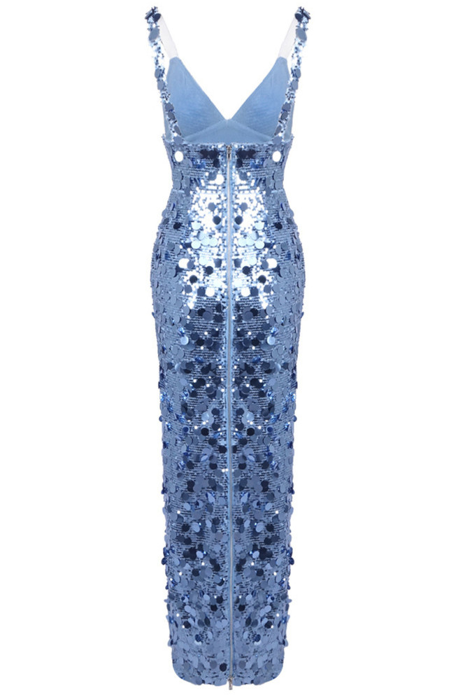 Big Sequin Maxi Dress Blue
