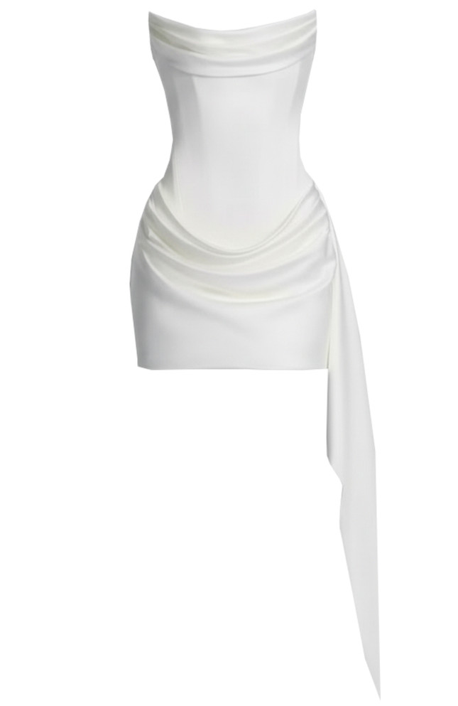 Strapless Draped Corset Dress White