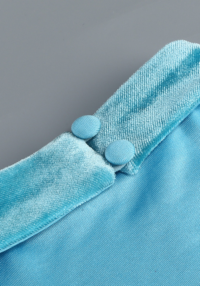 Halter Tassel Maxi Velvet Dress Blue