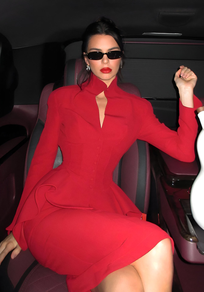 Long Sleeve Peplum Dress Red