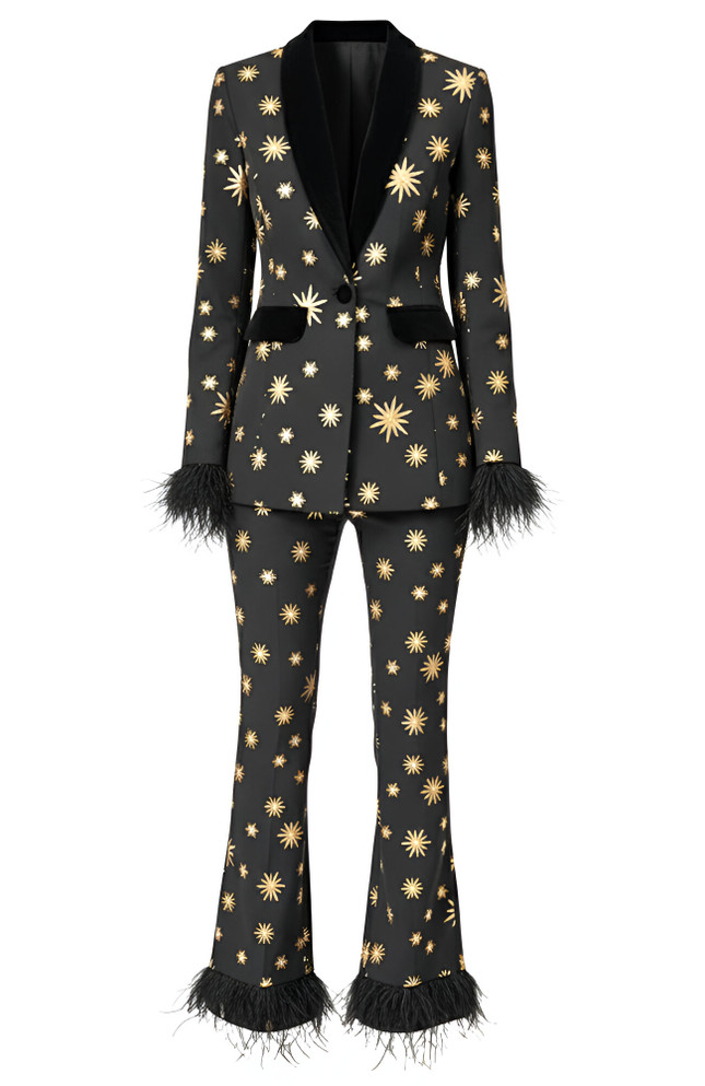 Star Feather Suit Black Gold