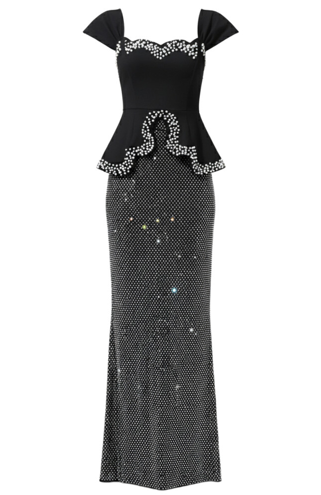 Crystal Two Piece Maxi Dress Black