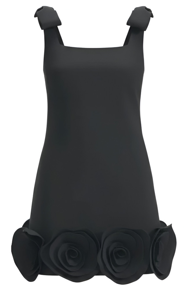 Floral Hem Dress Black