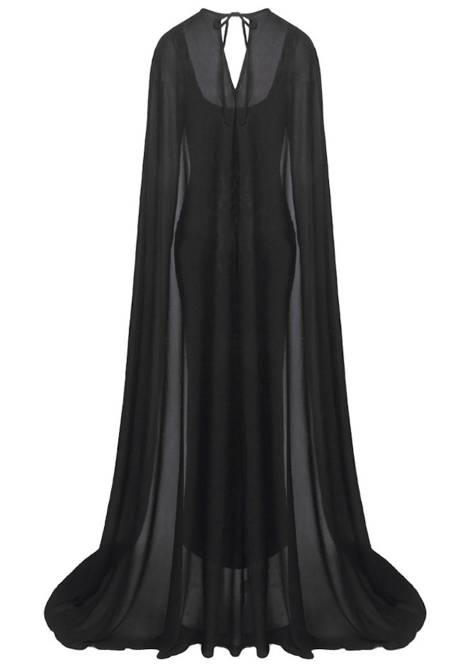 Cape Animal Print Maxi Dress